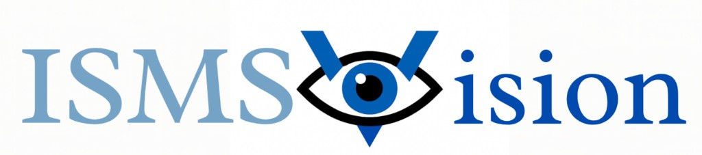 ISMSvision logo featuring a stylized blue eye integrated into the letter V.